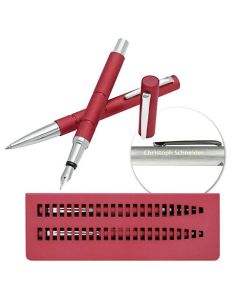 WEDO Schreibset Montaro Kugelschreiber und Füller mit Gravur im Metalletui ROT 