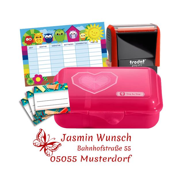 Schulbox Herz mit Trodat Printy 4912  BLAU