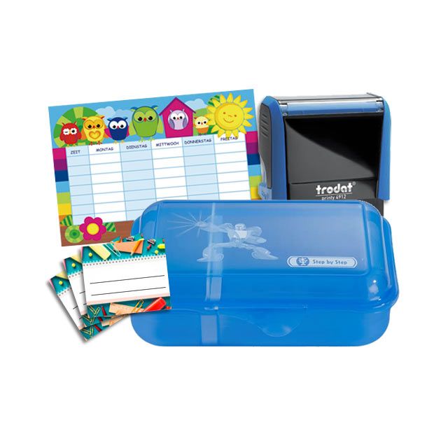 Schulbox Roboter mit Trodat Printy blau  BLAU